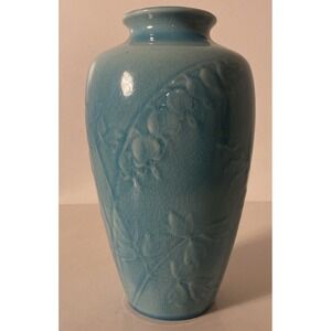 Rookwood 1946 Teal Blue 11 Inch Bleeding Hearts 6855 Vase MCM
